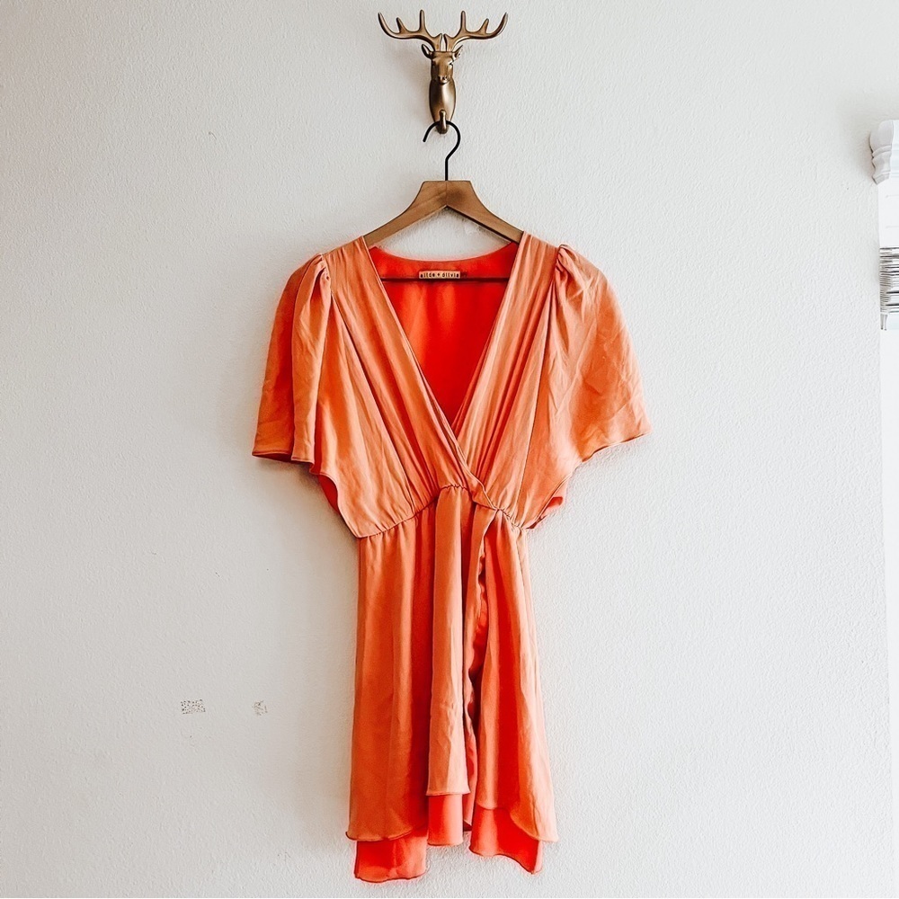 Alice + Olivia Women's Salmon/Peach Silk Blend Mini Dress Tunic Size XS - Picture 1 of 6